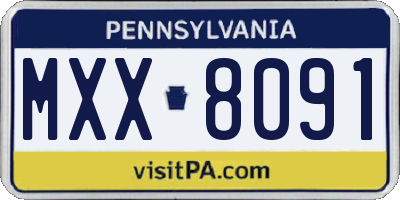 PA license plate MXX8091