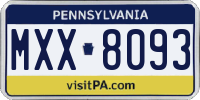 PA license plate MXX8093