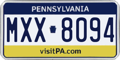 PA license plate MXX8094