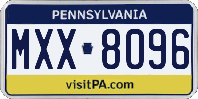 PA license plate MXX8096