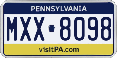 PA license plate MXX8098