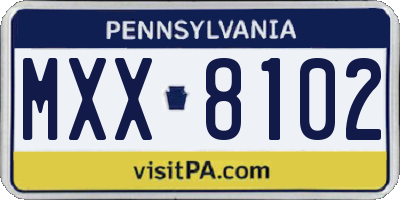 PA license plate MXX8102