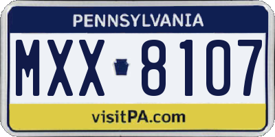 PA license plate MXX8107