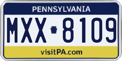 PA license plate MXX8109