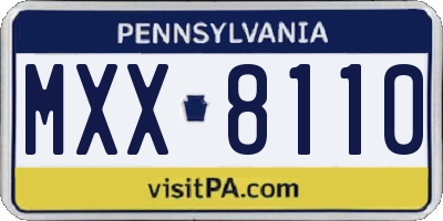 PA license plate MXX8110