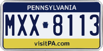 PA license plate MXX8113