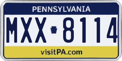PA license plate MXX8114
