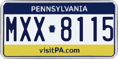 PA license plate MXX8115