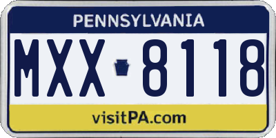 PA license plate MXX8118