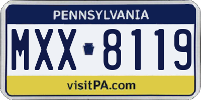 PA license plate MXX8119