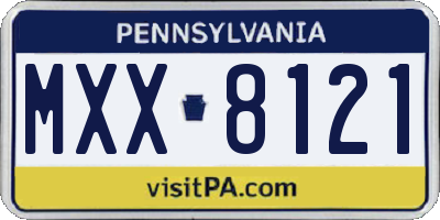 PA license plate MXX8121