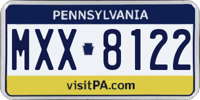 PA license plate MXX8122