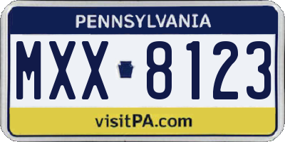 PA license plate MXX8123