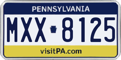 PA license plate MXX8125