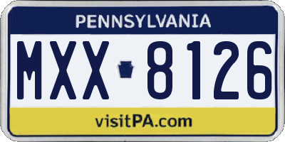 PA license plate MXX8126