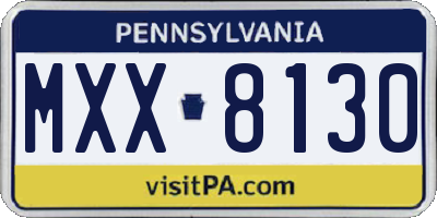 PA license plate MXX8130