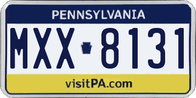 PA license plate MXX8131
