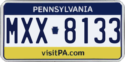 PA license plate MXX8133