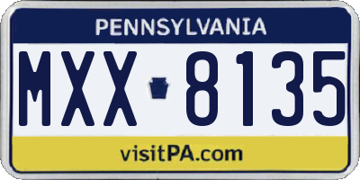 PA license plate MXX8135