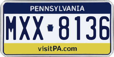 PA license plate MXX8136