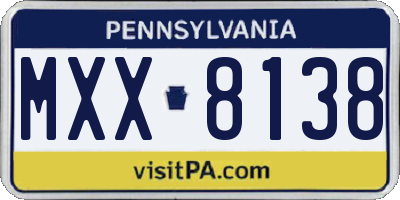 PA license plate MXX8138