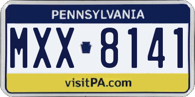 PA license plate MXX8141