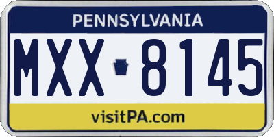 PA license plate MXX8145