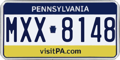 PA license plate MXX8148