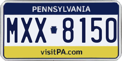 PA license plate MXX8150