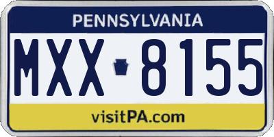 PA license plate MXX8155