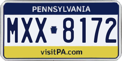 PA license plate MXX8172