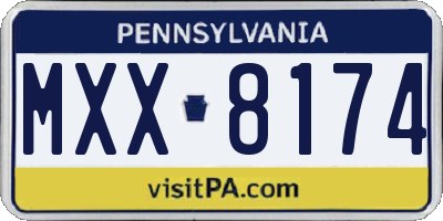 PA license plate MXX8174