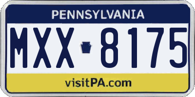 PA license plate MXX8175