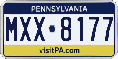 PA license plate MXX8177