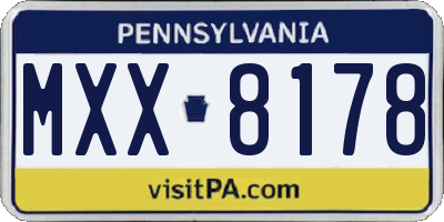 PA license plate MXX8178
