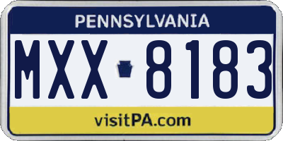 PA license plate MXX8183