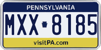 PA license plate MXX8185
