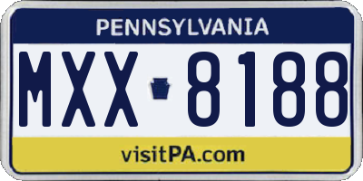 PA license plate MXX8188