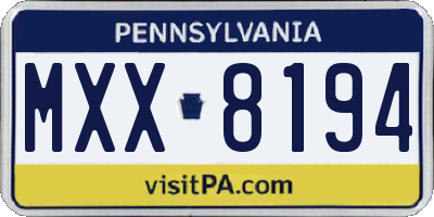 PA license plate MXX8194