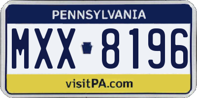 PA license plate MXX8196