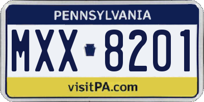 PA license plate MXX8201