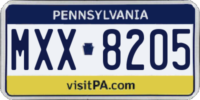 PA license plate MXX8205