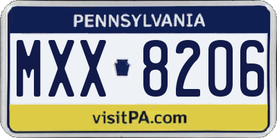 PA license plate MXX8206
