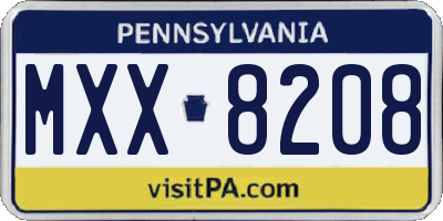PA license plate MXX8208