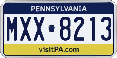 PA license plate MXX8213