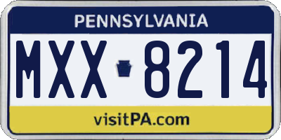 PA license plate MXX8214
