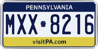 PA license plate MXX8216