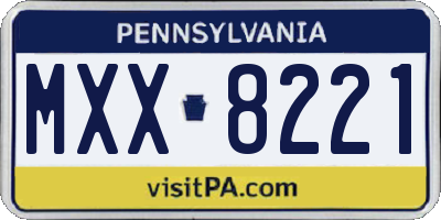 PA license plate MXX8221