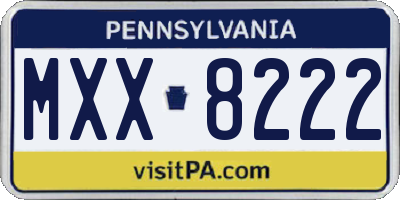 PA license plate MXX8222