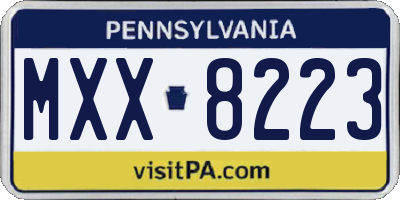 PA license plate MXX8223
